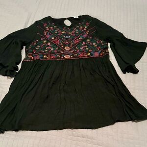 Umgee Black Dress with Floral Embroidery